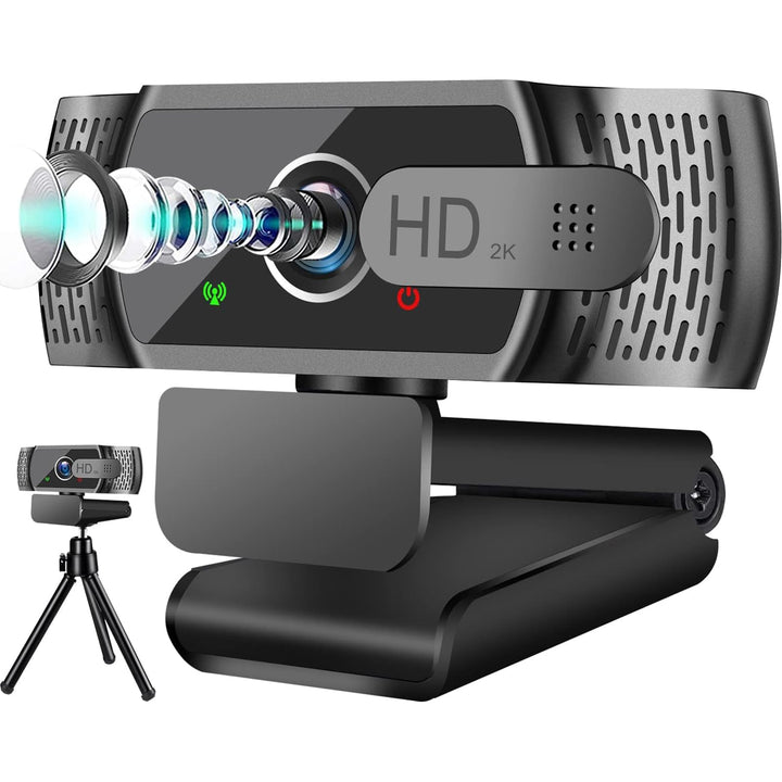 Full HD1080P Webcam mit Mikrofon und Stativ, Automatischer Lichtkorrektur, Neefeaer USB PC Webcam mi