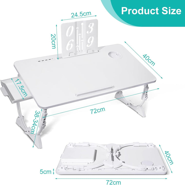 Sinbide Laptop Tisch, Klappbarer Laptoptisch, 72 * 40cm gross Desktop, Höhen Winkel verstellbar, Not