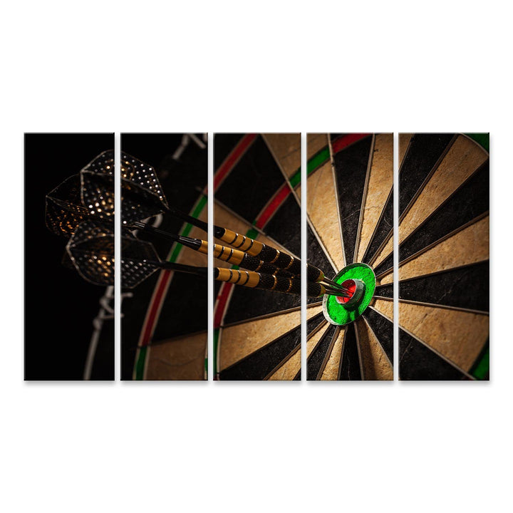 islandburner Bild auf Leinwand Drei Darts Bulls Eye Dartscheibe Bilder Wandbilder Poster 160x80cm -
