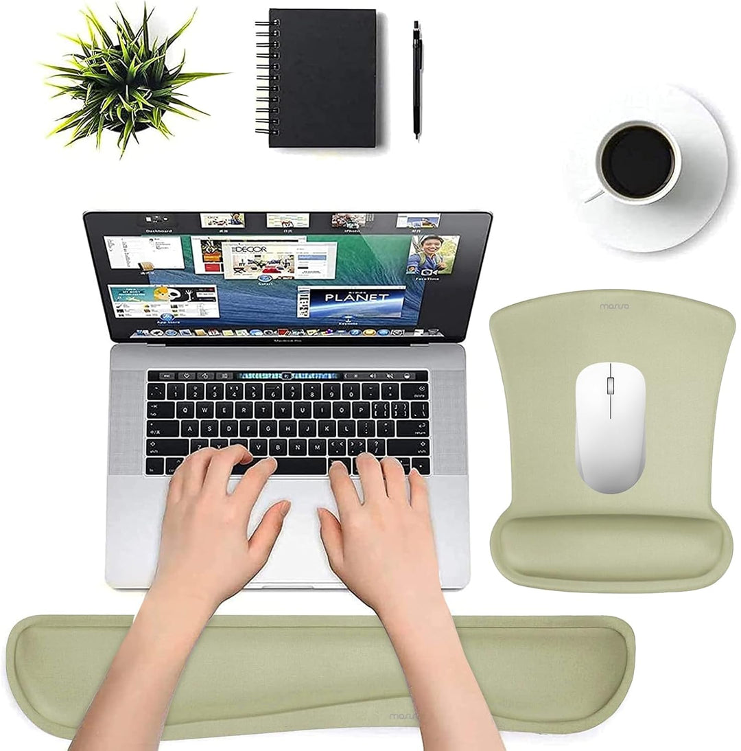 MOSISO Handballenauflage Set für Tastatur &amp; Maus, Ergonomisches Mauspad mit Handauflage&amp;Handballenau