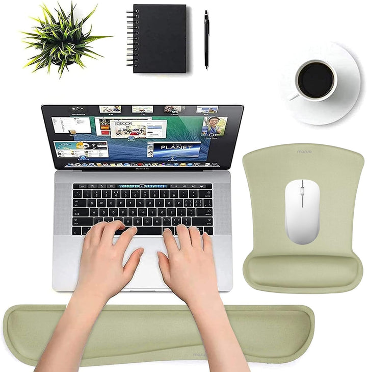 MOSISO Handballenauflage Set für Tastatur &amp; Maus, Ergonomisches Mauspad mit Handauflage&amp;Handballenau