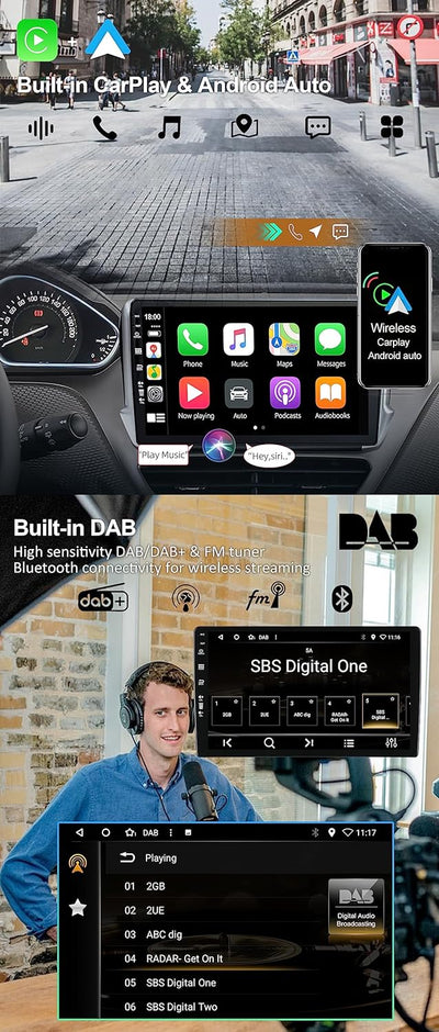 BXLIYER - [Eingebaut DAB] - Android 12 IPS Autoradio Passt für Peugeot 208/2008 (2012-2018) - Kabell