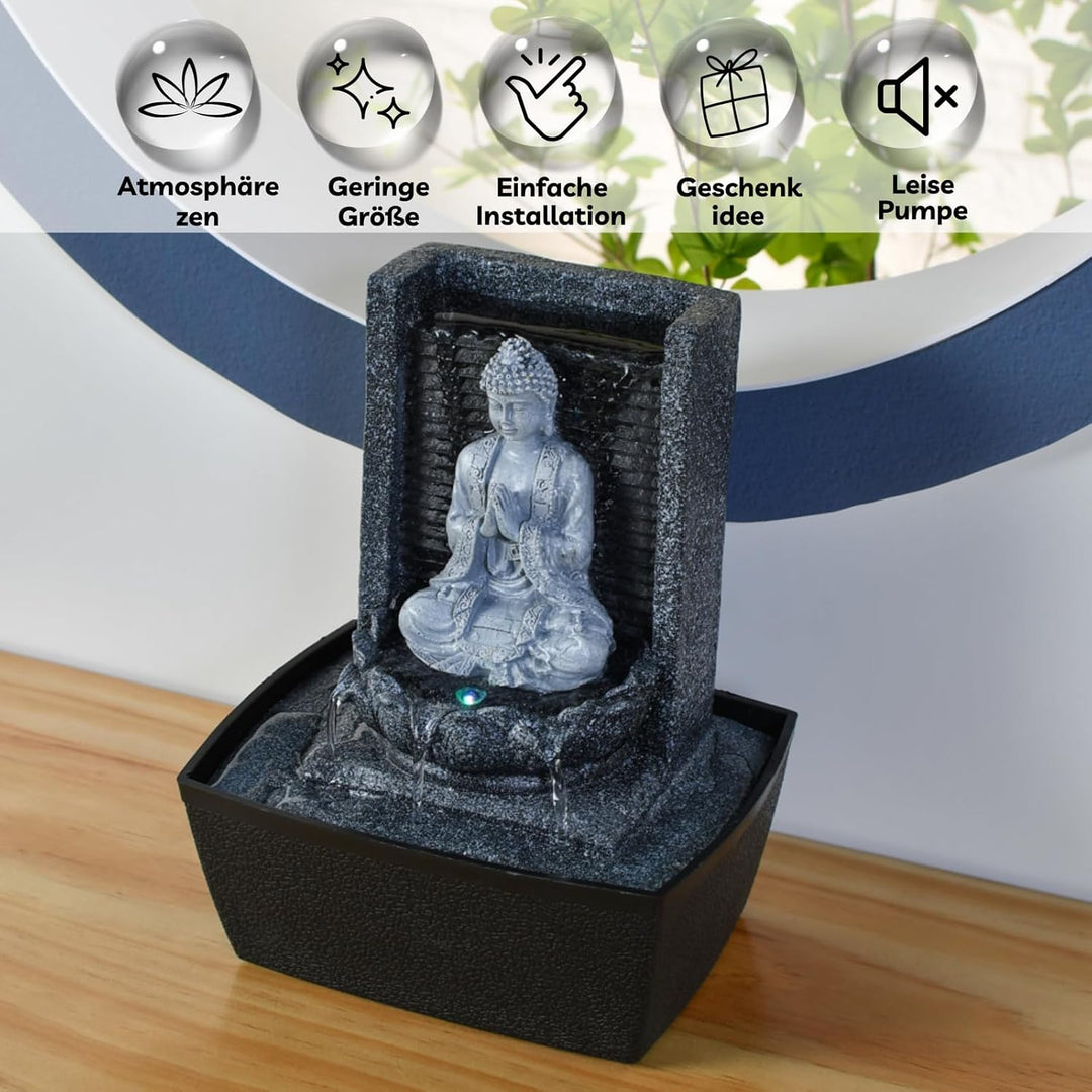 Zen Light scfrb1 Zimmerbrunnen Mauer Buddha Gebet Dunkelgrau/Schwarz 20 x 15 x