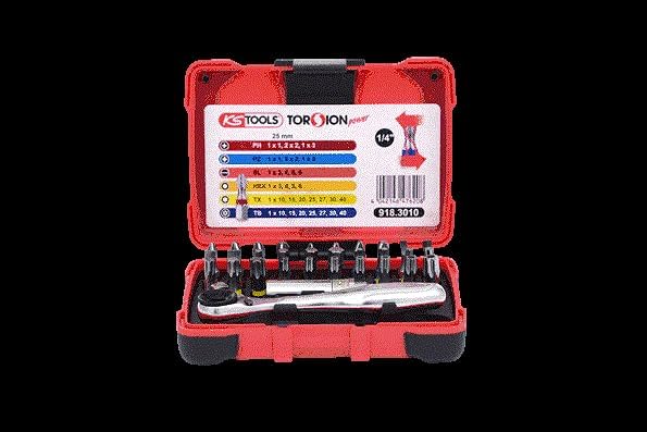 KS Tools 918.3010 1/4" TORSIONpower Bit-Box, 32-teilig, Bitbox für Handbetätigung und Elektroschraub