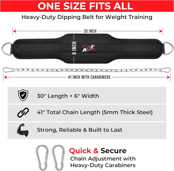 AQF Dip Gürtel Mit Stahlkette, Neopren Fitness Gewichthebergürtel, Gewichtsgürtel, Bodybuilding Dip