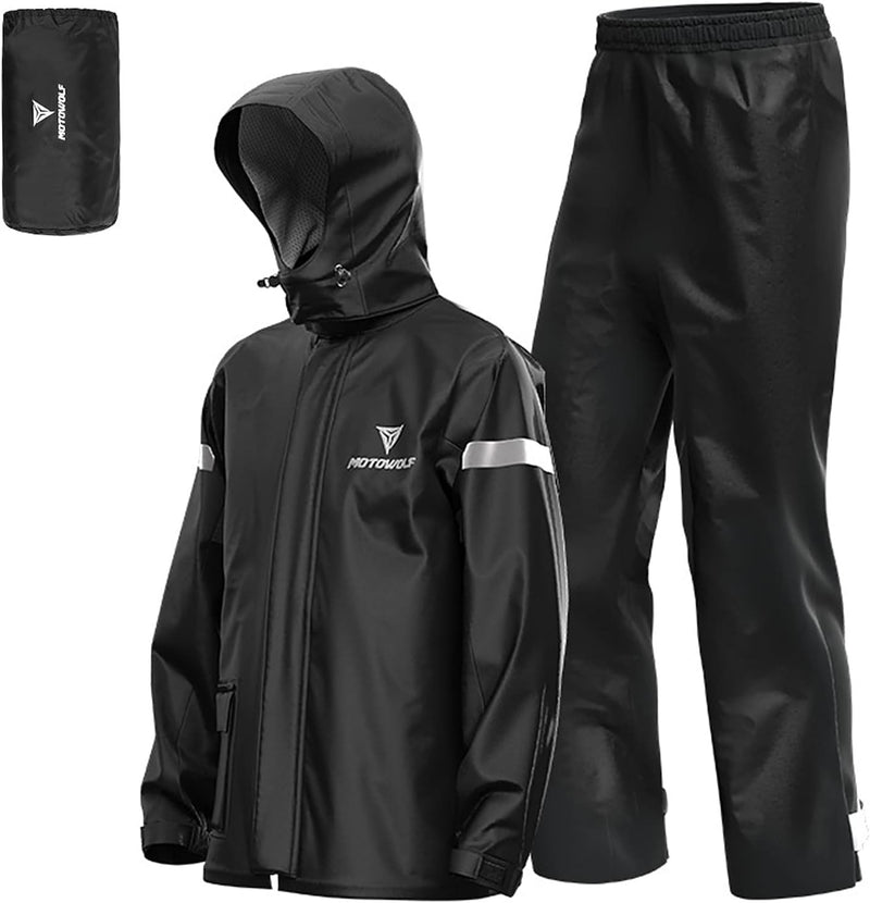 Lixada Herren Motorrad Regenanzug Outdoor Reflektierende wasserdichte Regenjacke und Hose Regenbekle