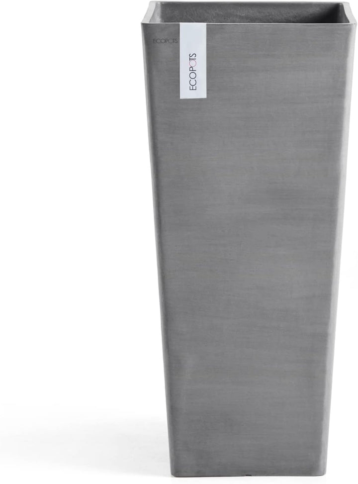 ECOPOTS Blumentopf Rotterdam Grau - 32 x 32 cm, 70 cm extra hoch - quadratisch gross - Pflanzentopf