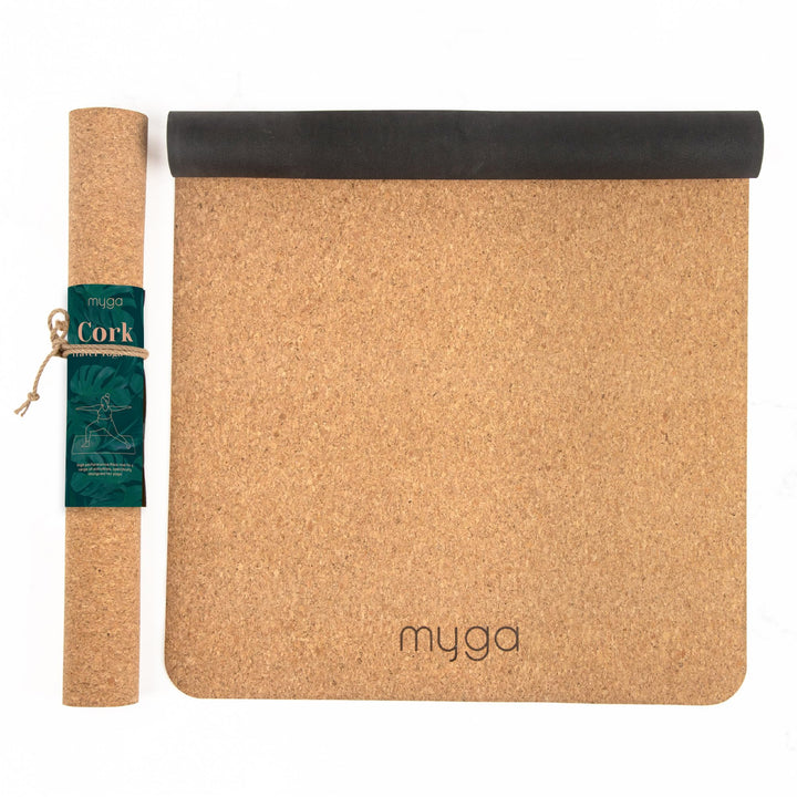 Myga Kork Yogamatte | Rutschfest & Leicht zu tragen – Extra Dünn 2 mm | Ideal für Yoga, Pilates, Med