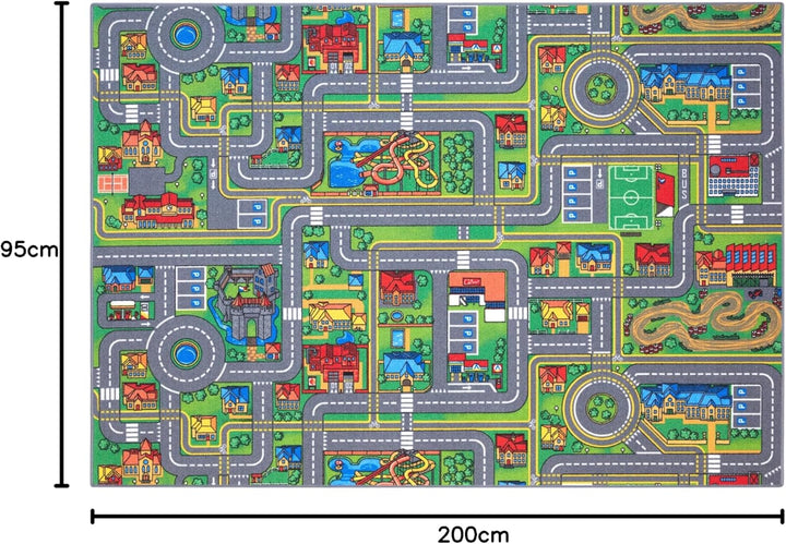 Carpet Studio Teppich Kinderzimmer 95x200cm, Kinderteppich, Spielteppich Strasse Jungen & Mädchen, T