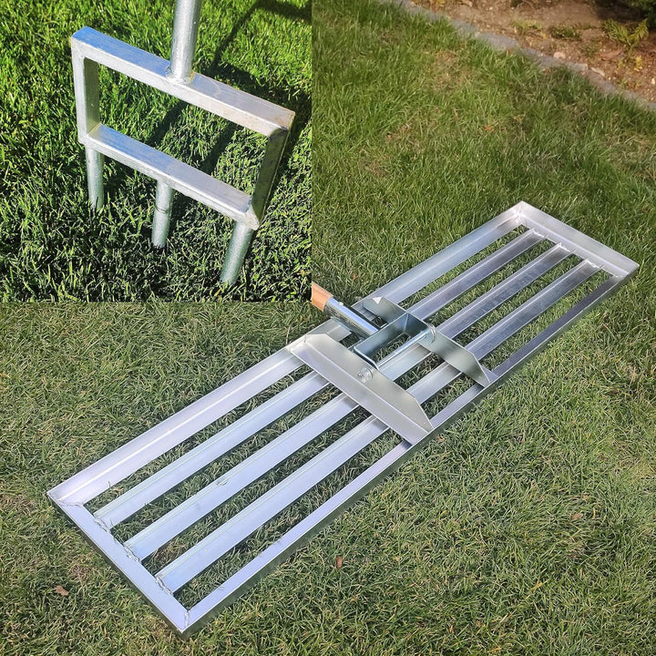 SattesGrün Rasenpflege Set bestehend aus Aerifizierer und 100x26cm XXL Rasenrakel |Rasenbelüfter Flä