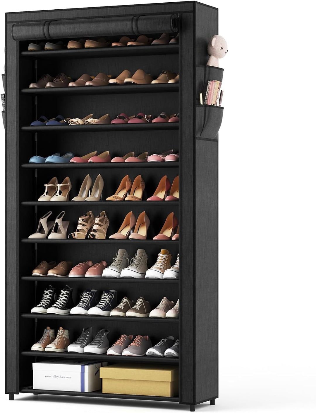 Schuhregal 11 Ebenen, Schuhschrank Hoch für 50 Paare Schuhe, Schuhaufbewahrung mit staubdichtem Über