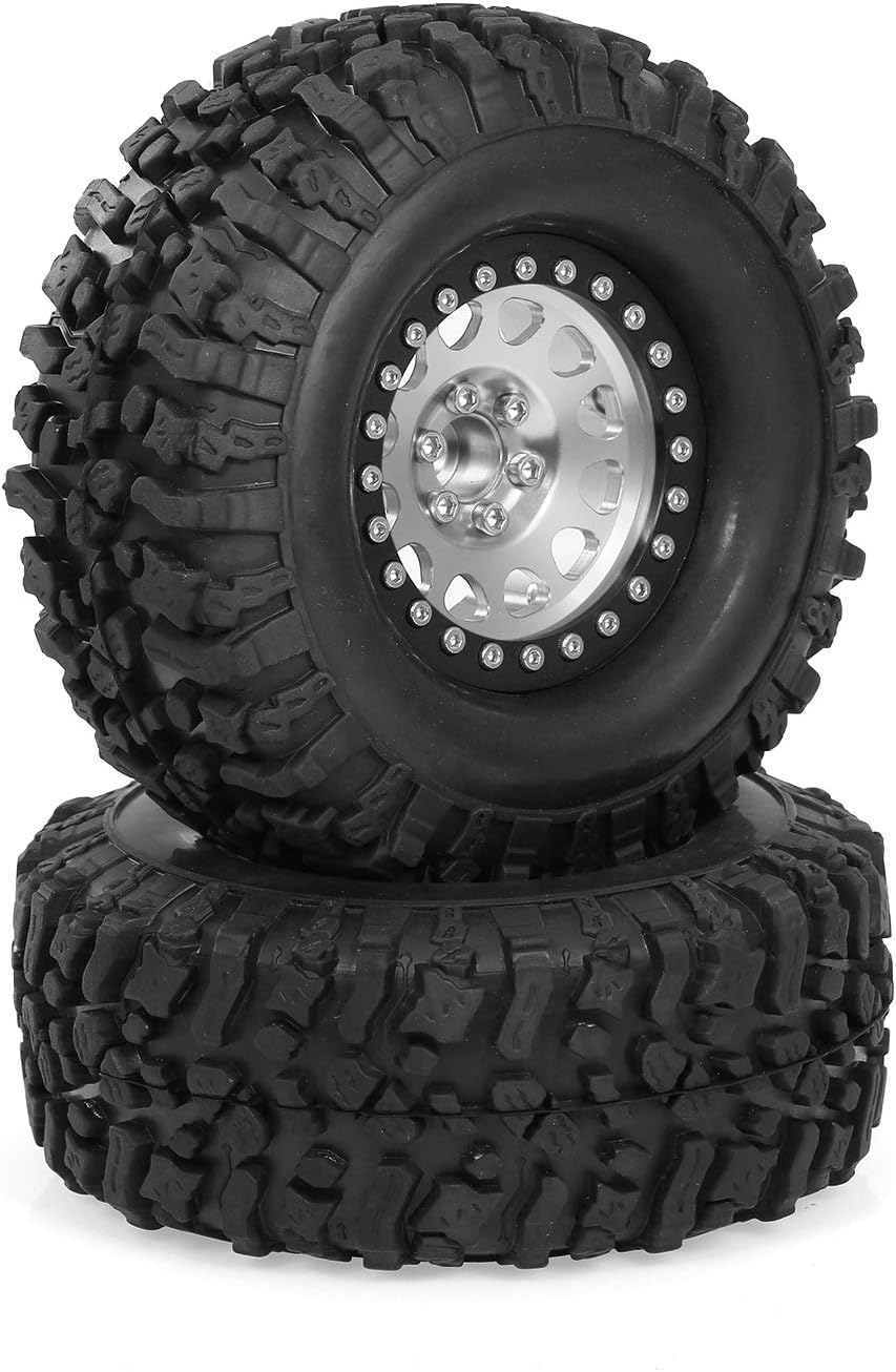 Goolsky 2 STÜCKE High Grip 2,2 Zoll RC Gummireifen Legierung Beadlock Felgen Rad Upgrade Teile Kompa