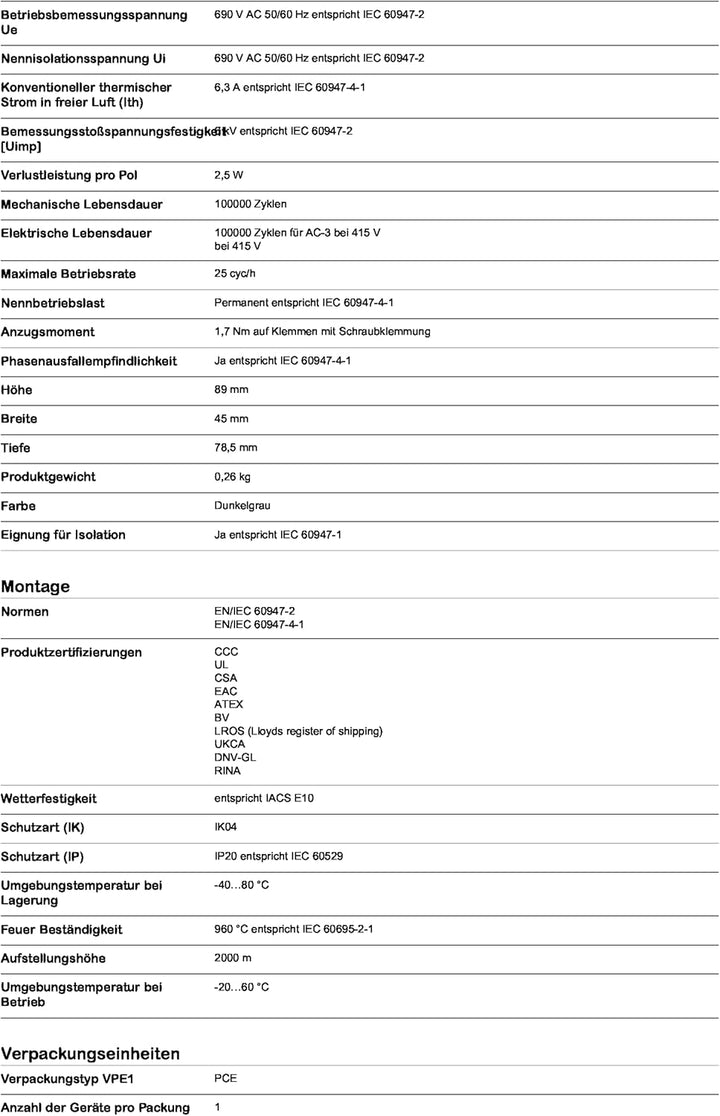 Schneider Electric | GV2ME10 - Motorschutzschalter, 3p, 4-6,3A, Tasterbetätigung, Schraubanschluss -