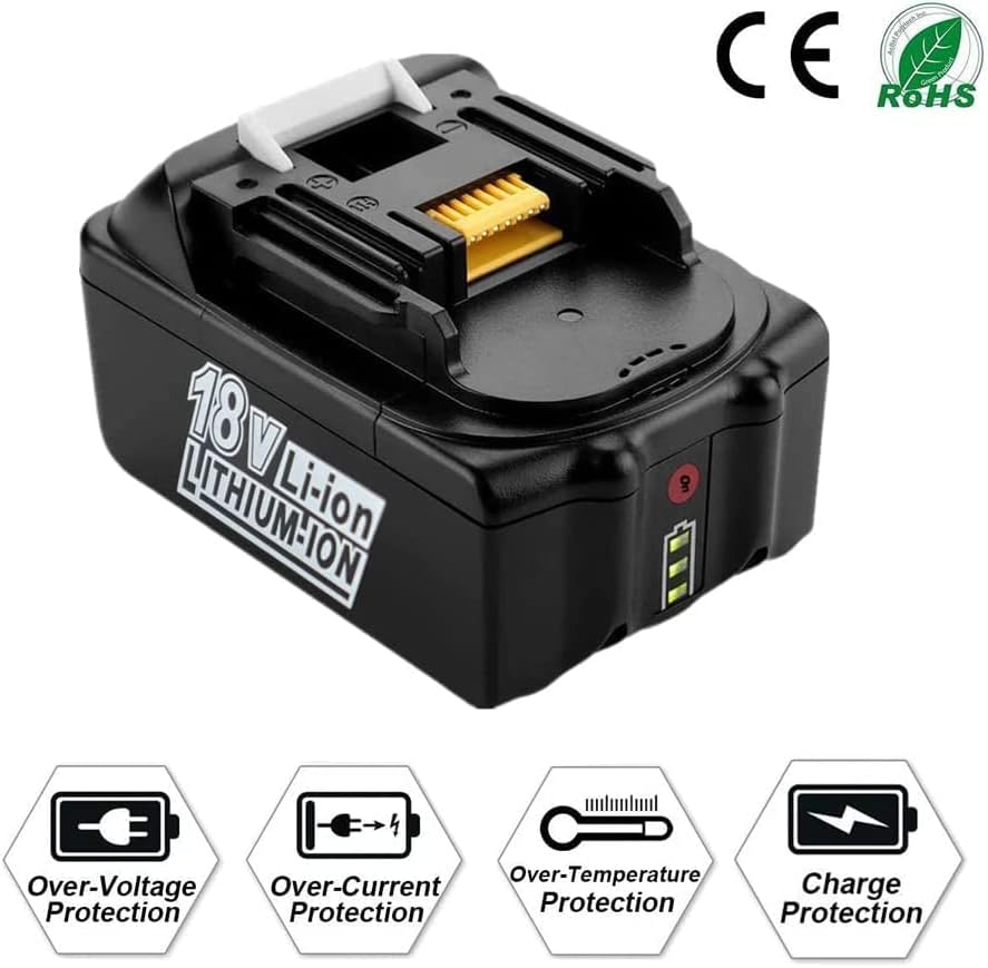18V Ladegerät DC18RC Ersatz für Makita 18v Akku 5Ah BL1850B BL1860B BL1830B + Akku BL1850B 18V 5000m