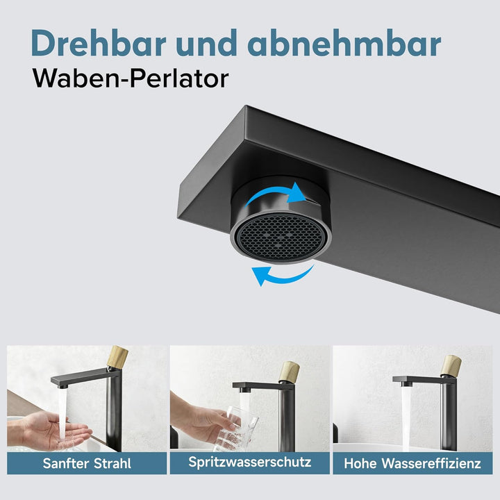 doporro Wasserhahn Bad Grau, Waschtischarmatur Hoch mit 225 mm Auslaufhöhe, Einhebelmischer Mischbat