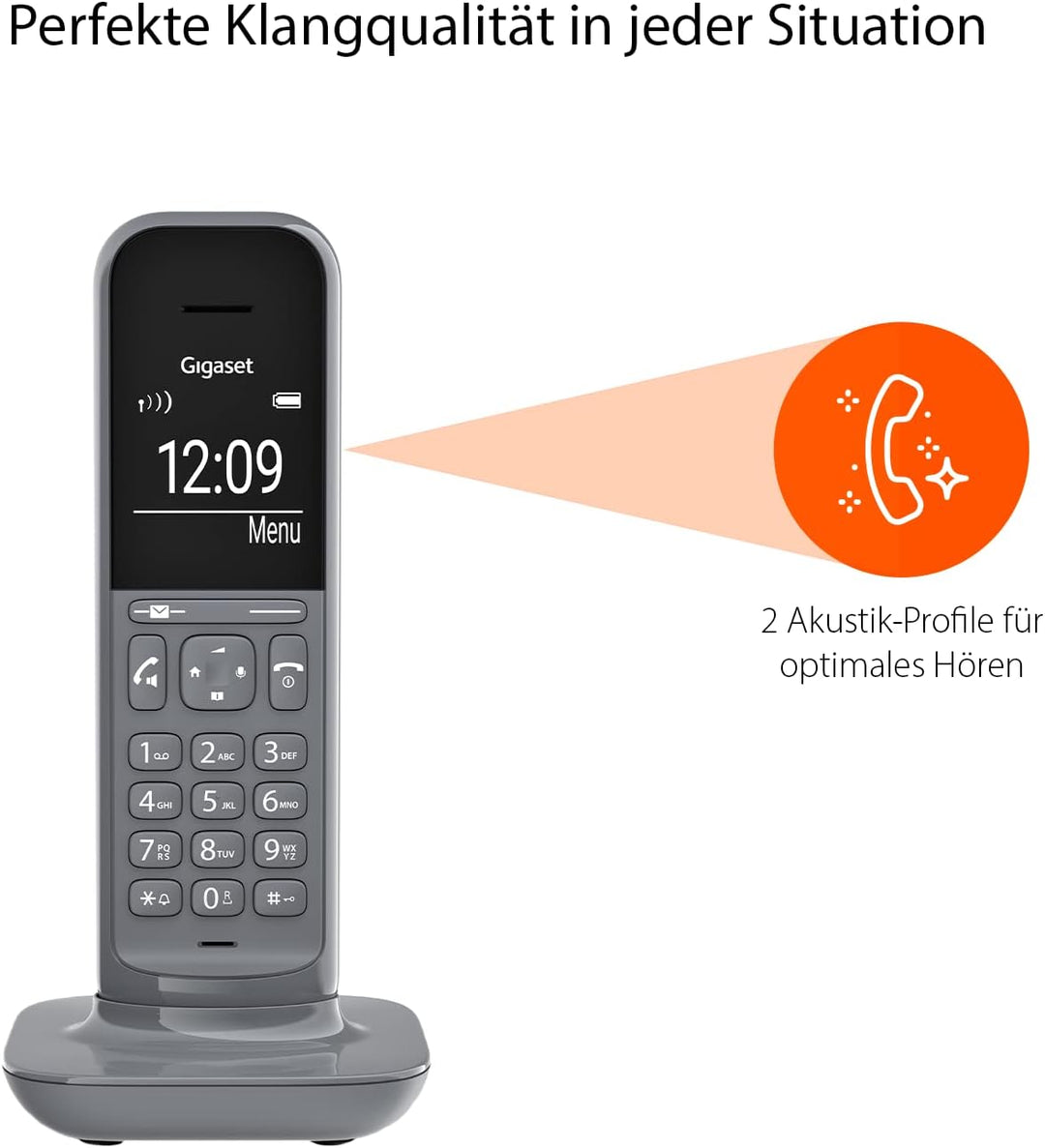 Gigaset CL390A, Schnurloses Telefon mit Anrufbeantworter, 2 Akustik-Profile, extra grosse Anzeige im
