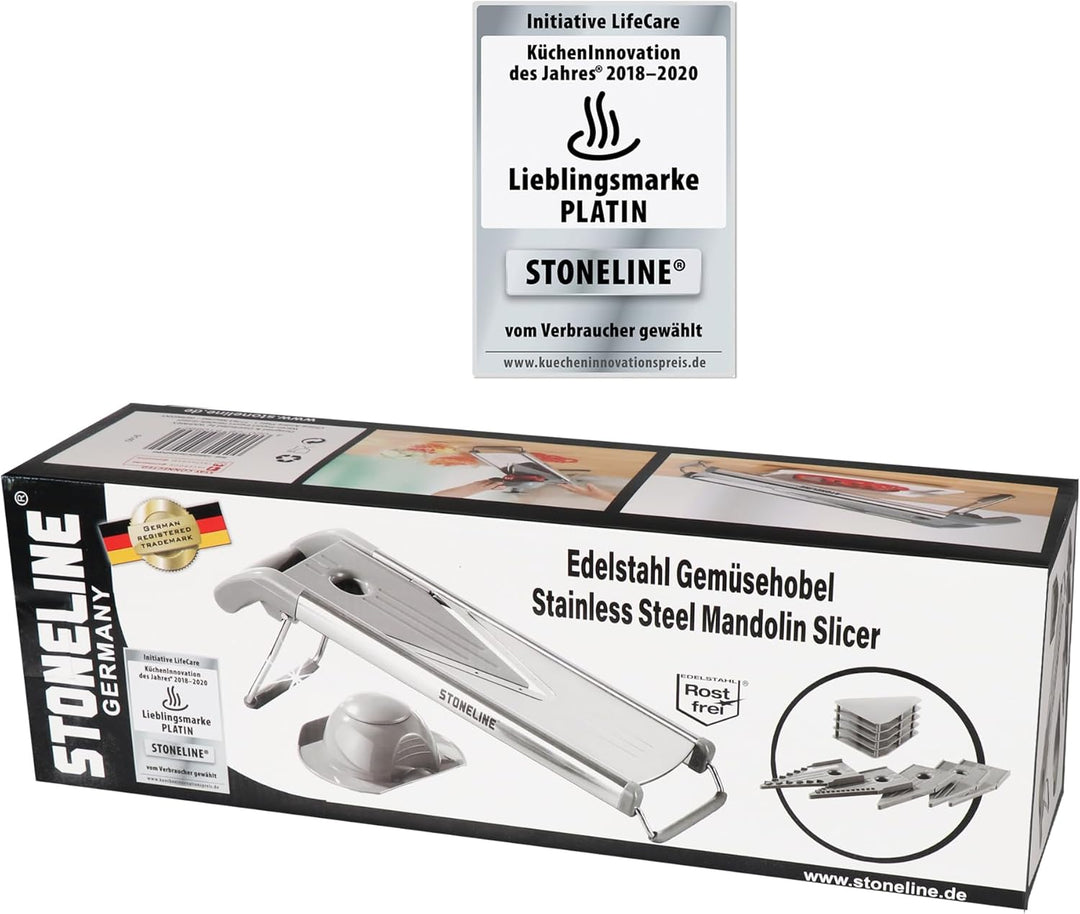 STONELINE V Hobel Gemüseschneider Set 9 teilig für Scheiben Stifte Streifen Würfel, mit 5 Schneid-Ei