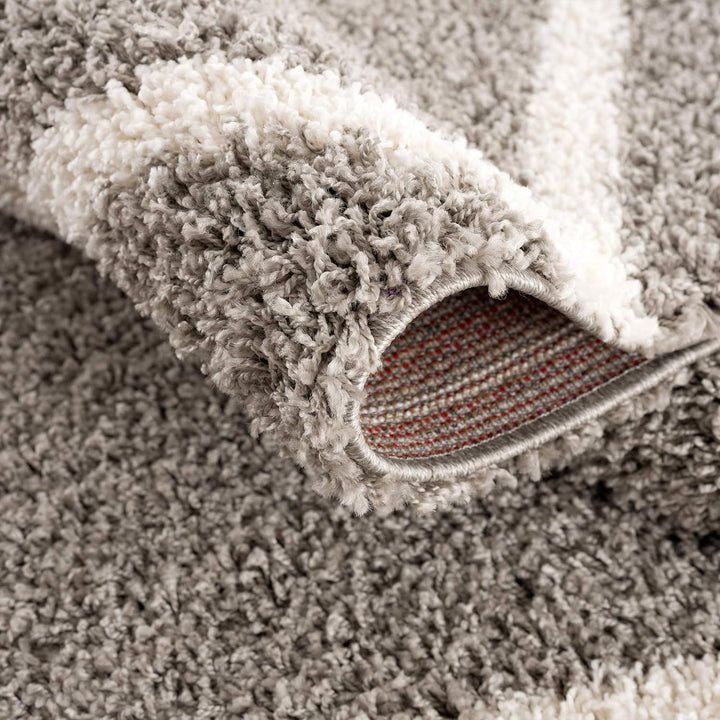 SANAT Madrid Shaggy Teppich Rund - Hochflor Teppiche für Wohnzimmer, Schlafzimmer, Küche - Grau, Grö