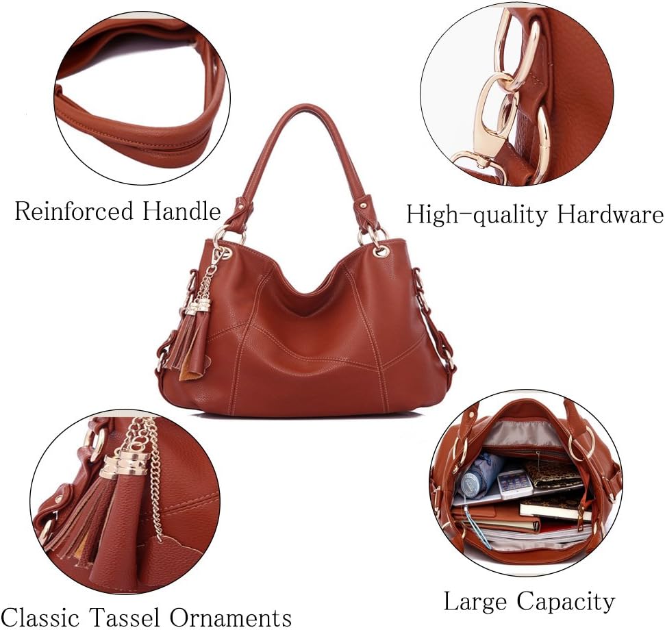 FiveloveTwo Dame Top-Handgriff Tasche Schultertasche Satchel Handtaschen Tote Taschen Geldbörse Schw