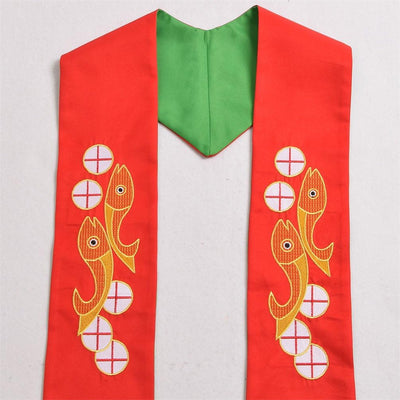 BLESSUME Kirche Stola Priester Masse Umkehrbare Gestickte Stola Weiss & Lila (Muster 1)
