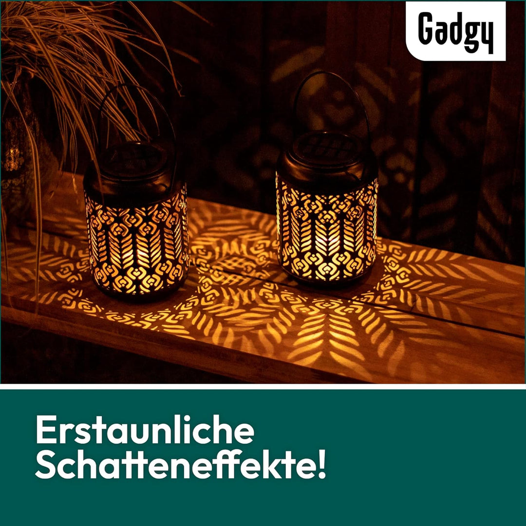 Gadgy Solarlaterne für Aussen Hängend | 2 Stück mit Pfau-Motiv | Solar Laternen für Draussen | LED L