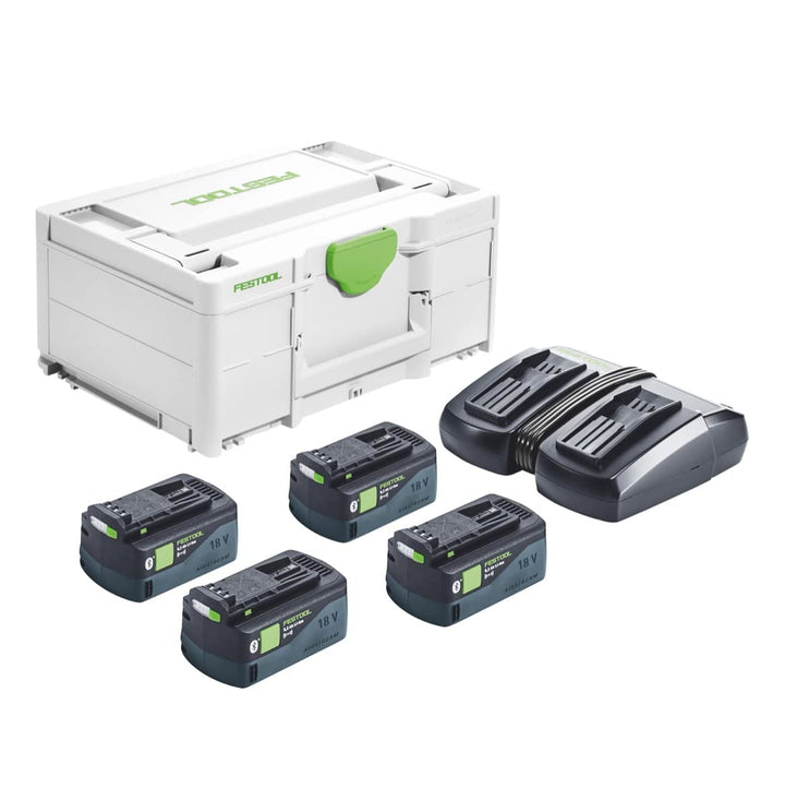 Festool Energie-Set SYS 18V 4x5,2/TCL 6 DUO (mit Akkupacks BP 18 Li 5,2 ASI, Schnellladegerät), im S
