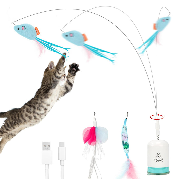 Migipaws Interaktives Katzenspielzeug mit starkem Saugnapf, 70 cm flexiblem Draht und DIY Biegedesig
