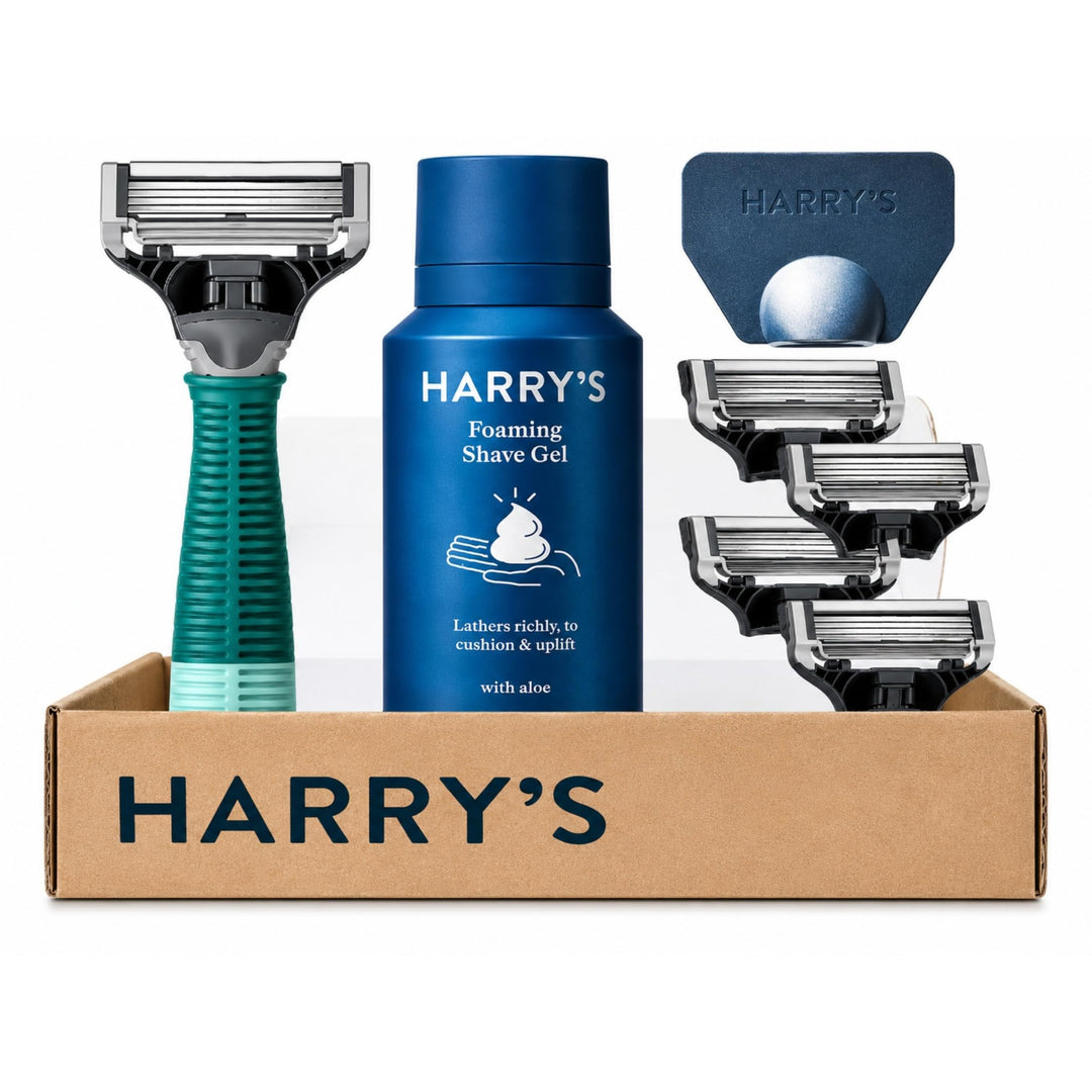 Harry’s Nassrasierer für Männer – Rasier-Set mit Grün Griff, 4 Ersatz-Rasierklingen, Reise-Klingen-C