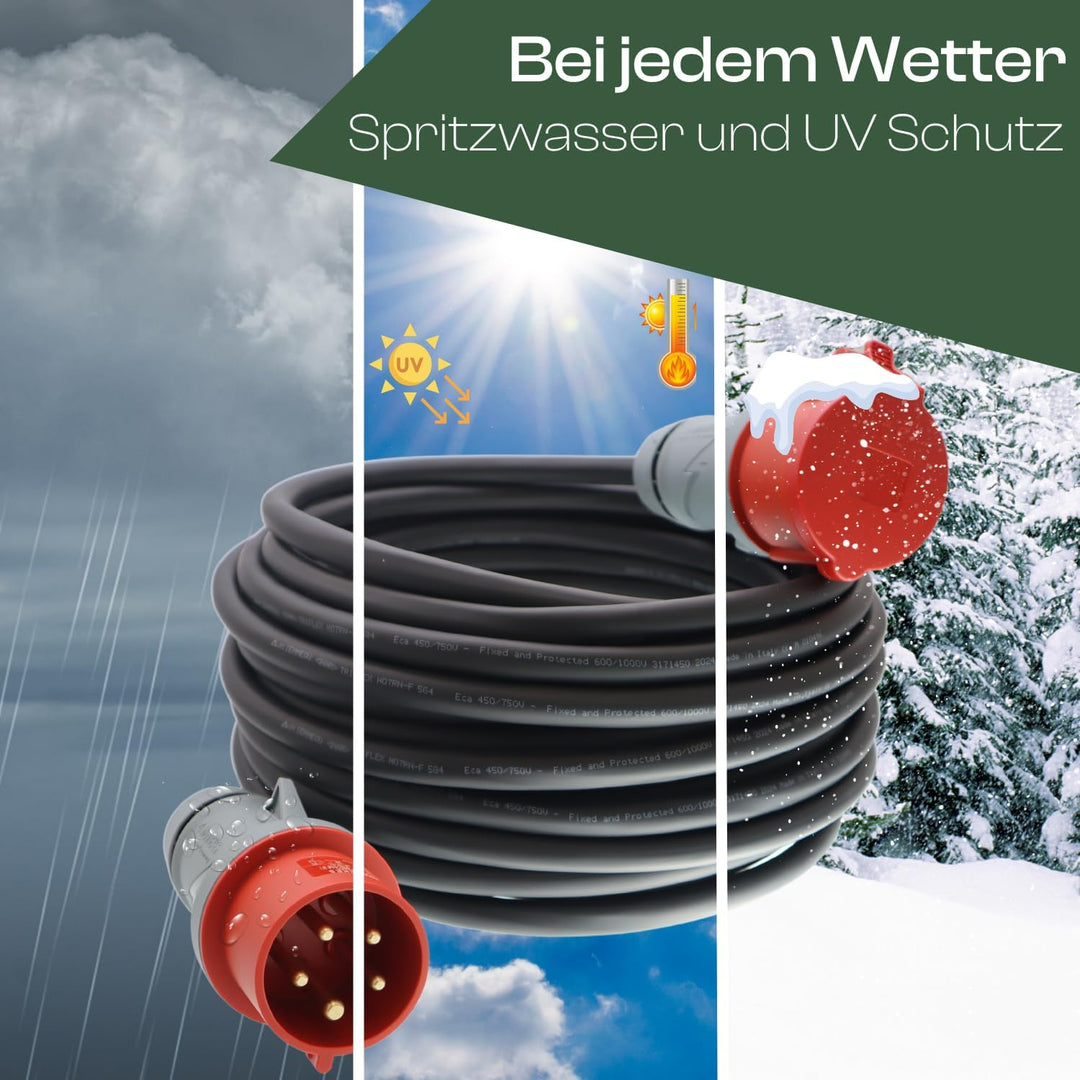 netbote24 CEE Mennekes Verlängerungskabel 32A 400V mit Phasenwender Gummileitung H07RN-F 5x4 5g4 IP4