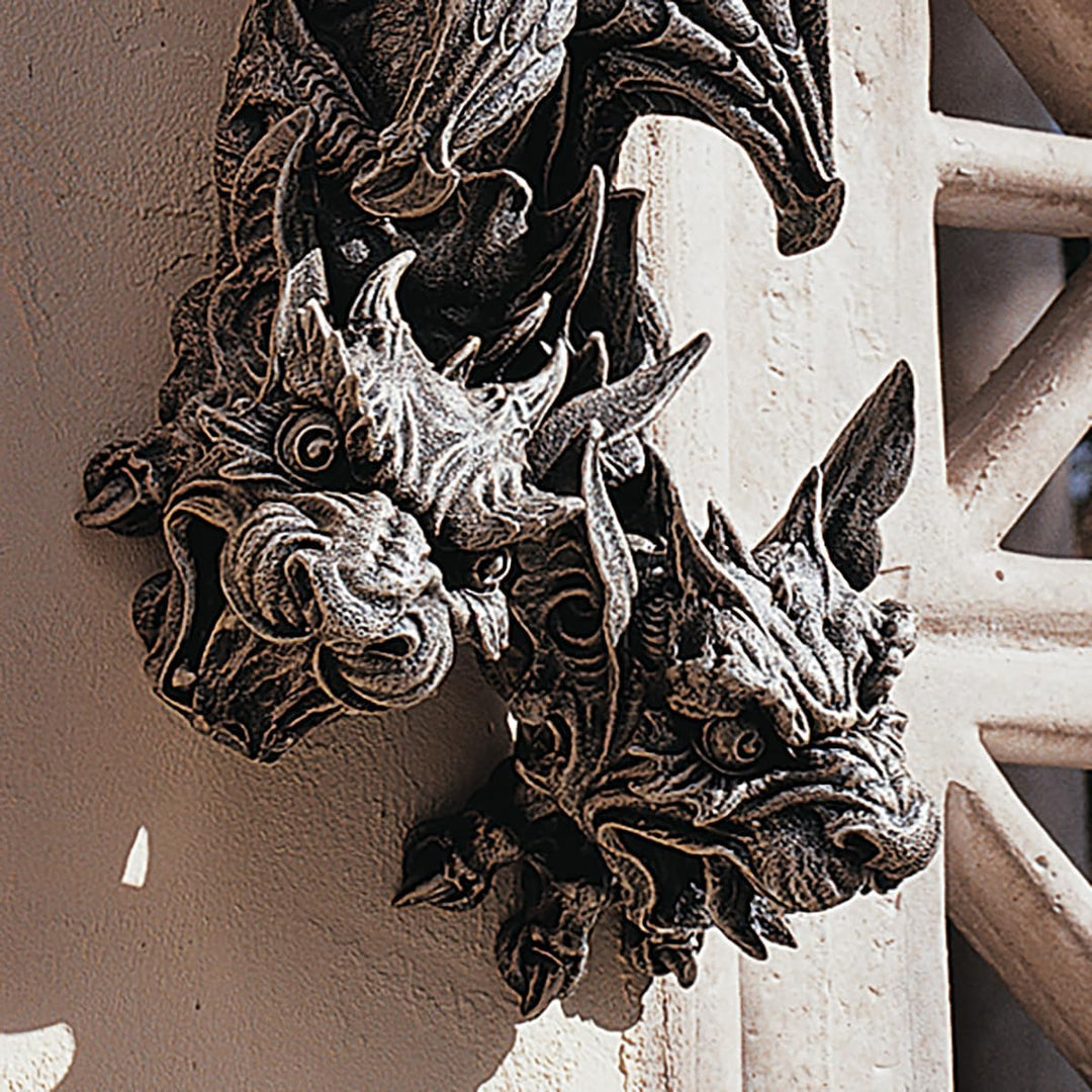 Design Toscano Hängender Drachen-Gargoyle mit Doppelkopf, Figur Single, Single