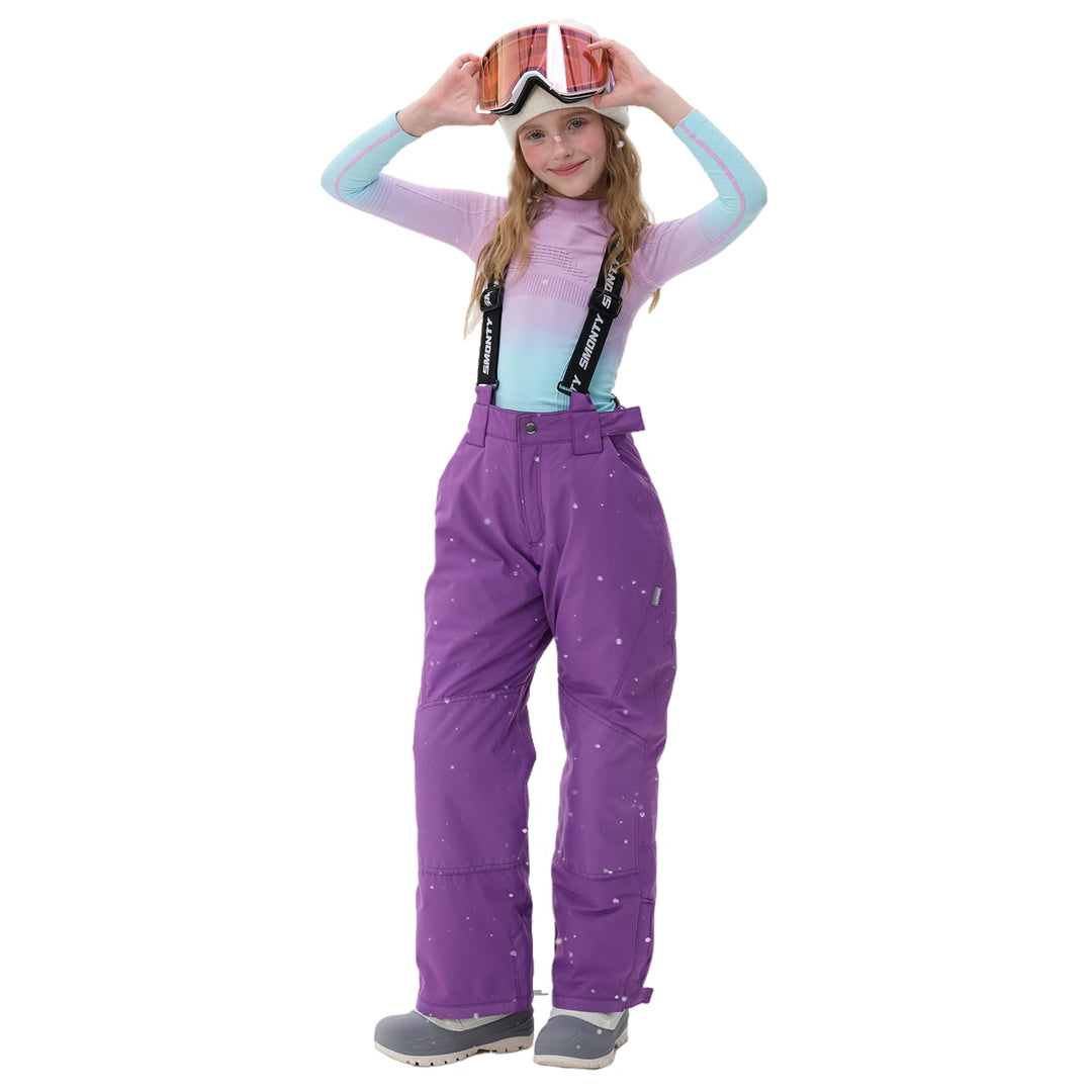 SMONTY Skihose für Kinder Mädchen Winter Wasserdicht Winddicht Warme Snowboard-Rückenhose, 140-152 L