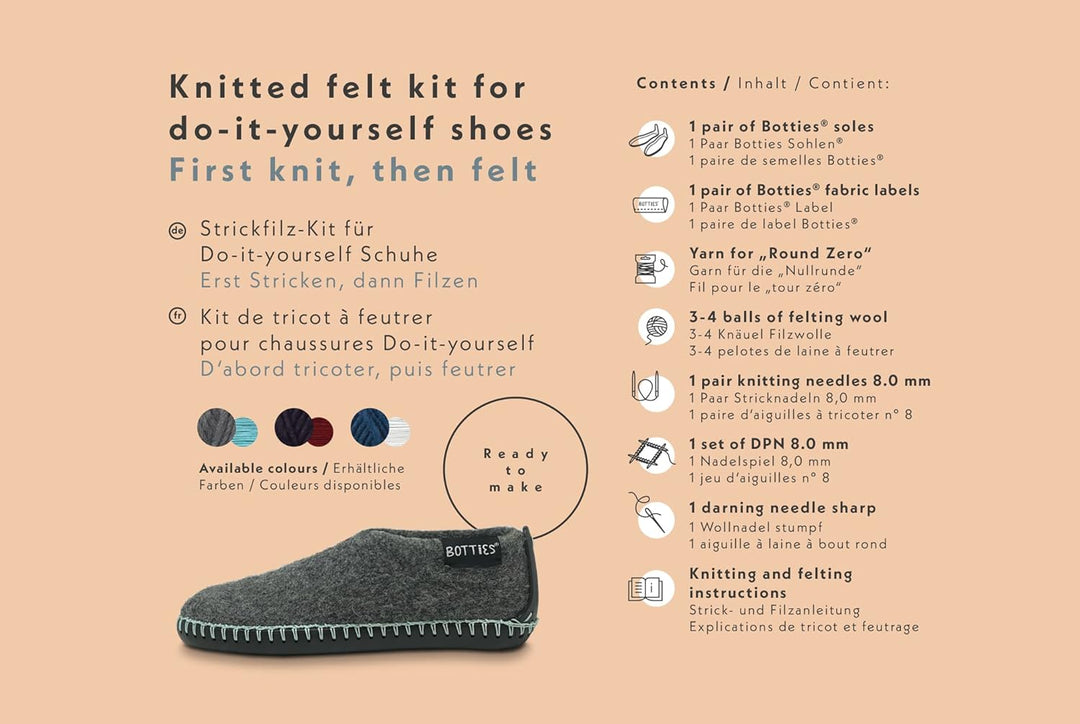 Botties X Schachenmayr Winter Kit Wash+Filz It! indigo/weiss Strick-Kit 42-43 Indigo/Weiss, 42-43 In
