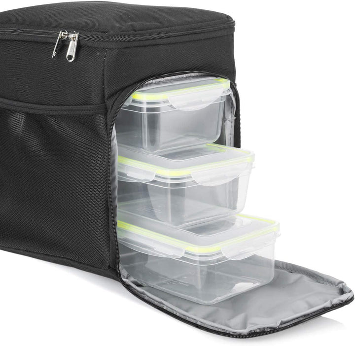 Dimono® Kühltasche 15L mit 3 Brotzeitdosen; Picknick-Tasche mit 3 Meal Prep Launchbox Dosen + Deckel