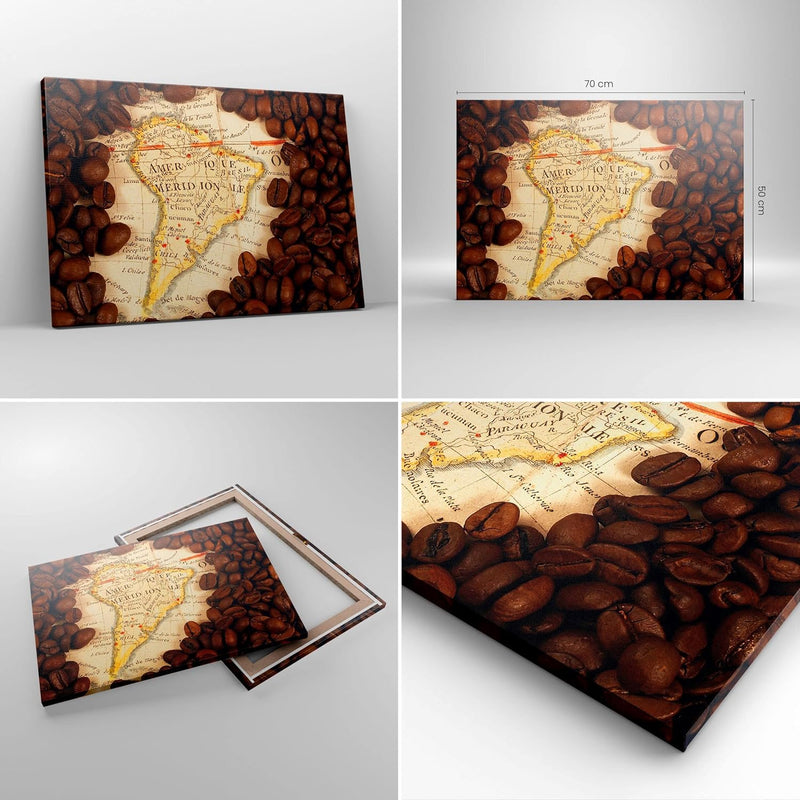 ARTTOR Bilder auf Leinwand Südamerika Samen Kaffee Leinwandbild 70x50cm Wandbilder Dekoration Wohnzi