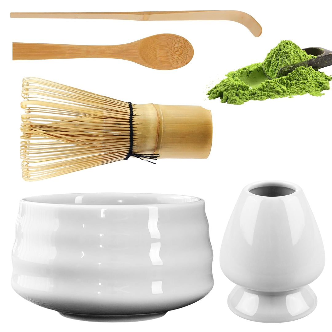Matcha Tee Set, Matcha Besen Set mit Matcha-Schneebesen, Besenhalter, Matcha Schale aus Keramik, 2 T