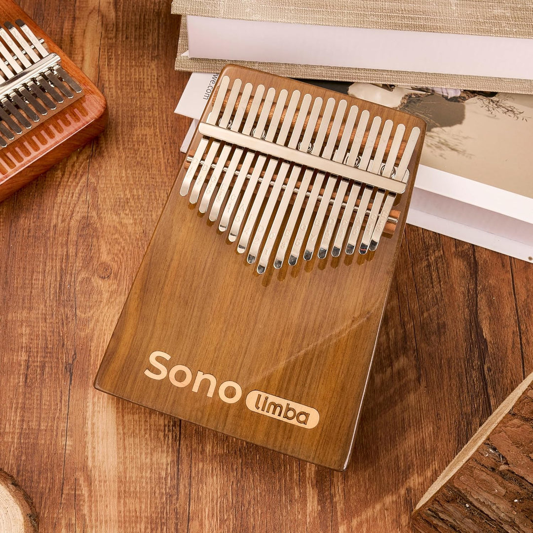 Kalimba "Sonolimba" mit 17 Schlüsseln in C - Dur aus Walnussholz - Daumenklavier inkl. Set mit Liede