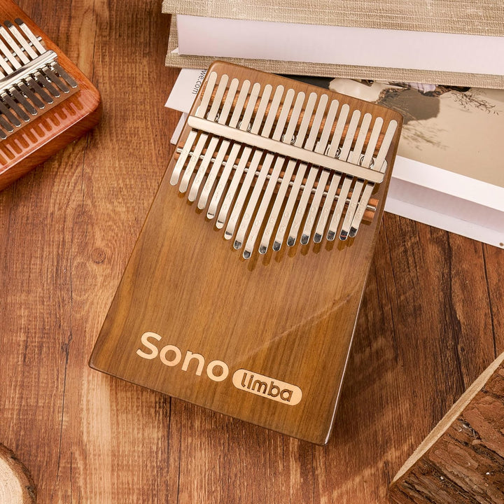 Kalimba "Sonolimba" mit 17 Schlüsseln in C - Dur aus Walnussholz - Daumenklavier inkl. Set mit Liede