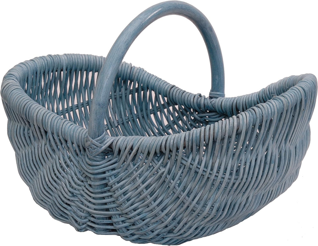 Einkaufskorb/Bügelkorb/Shopper aus echtem Rattan, Henkel- Trage-Korb leicht und stabil (Blau), Blau