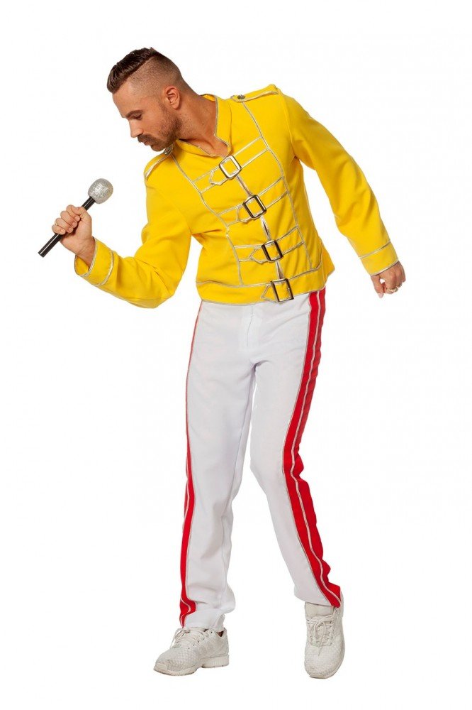 King Freddie Deluxe Herren Kostüm Rockstar Jacke und Hose Mercury Freddy Sänger Topqualität 48, 48
