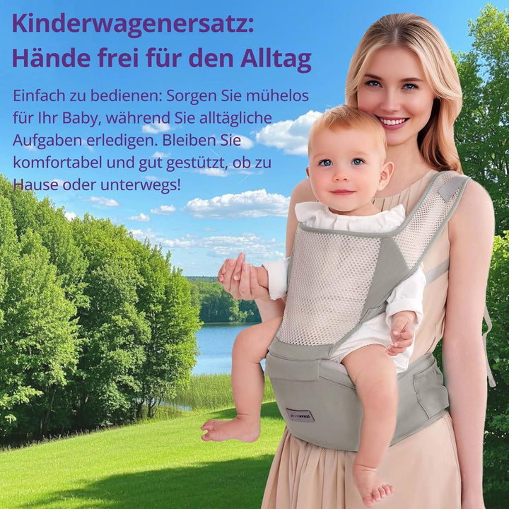Ergonomische Babytrage mit Verstellbarem Gurt - 6-in-1 Neugeborenen-Kleinkind-Tragetuch, Atmungsakti