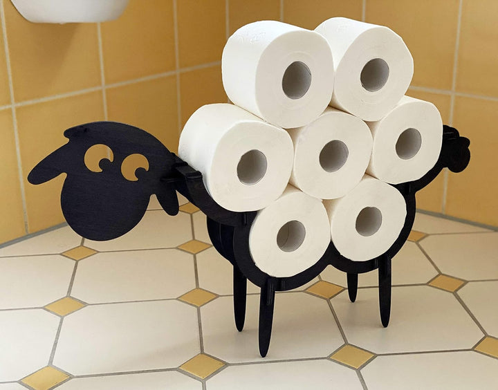 DanDiBo Toilettenpapierhalter Schwarz Schaf Holz WC Rollenhalter WC Papierhalter Klopapierhalter Ste