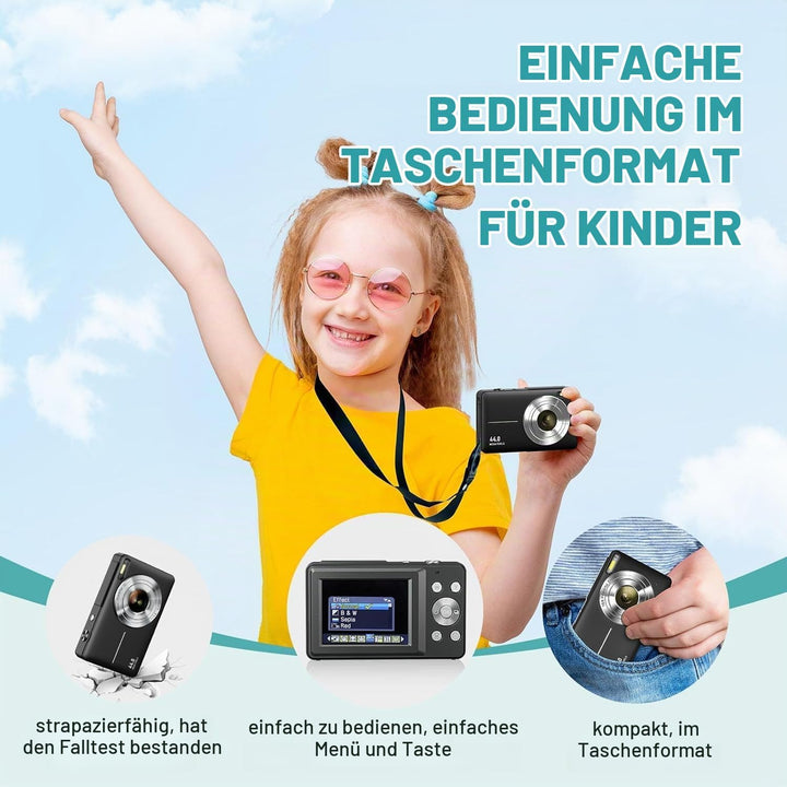 Digitalkamera Fotokamera FHD 1080P 44MP 32G Karte Kompaktkamera 16X Digitalzoom Fotoapparat Digitalk