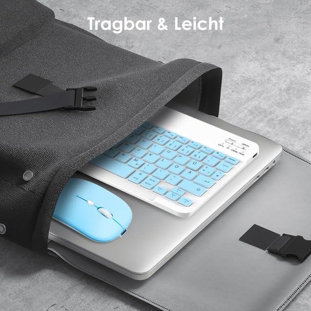 LAMA Kabellose Bluetooth Tastatur & Maus, wiederaufladbare Ultra-dünn Universal Tablet Tastatur, kom