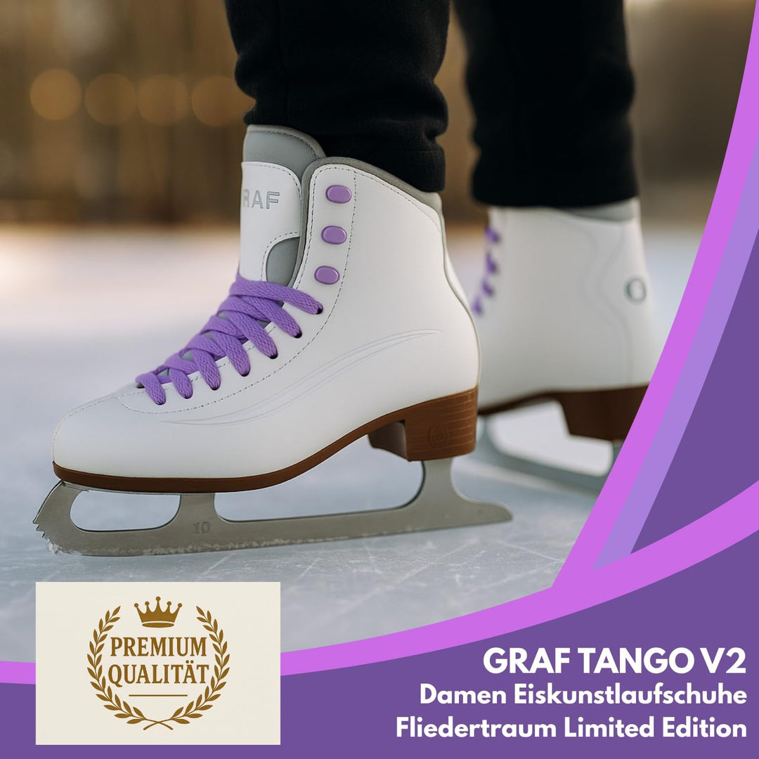 Kunstlaufschlittschuh Graf V2 Tango mit Polsterung Kunstlauf Schlittschuh mit Zacken Weiss 39, 39