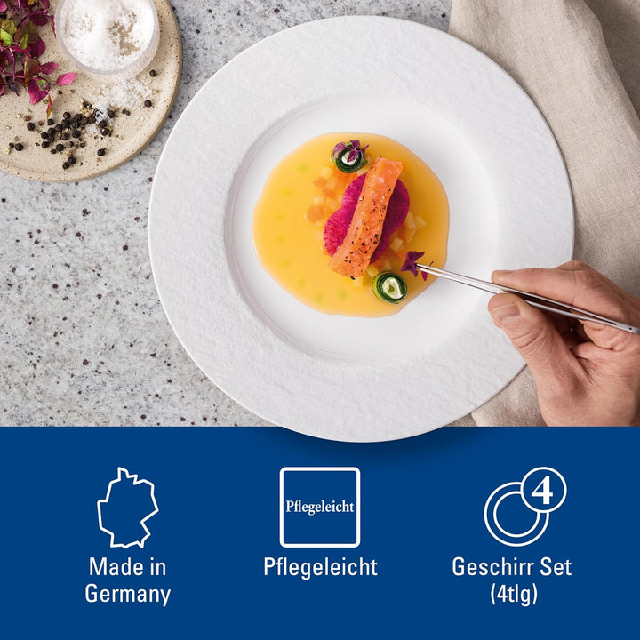 Villeroy &amp; Boch - Manufacture Rock blanc Teller-Set, 4 tlg., Geschirr Set für 2 Personen, Premium P