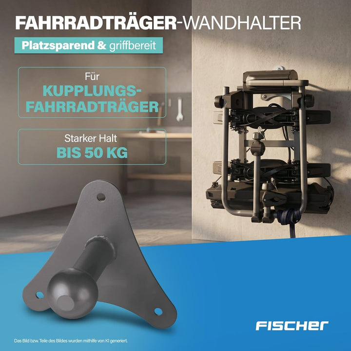 FISCHER Wandhalterung für Kupplungsfahrradträger, Fahrrad-Auto-Zubehör, 50kg belastbar, Silber