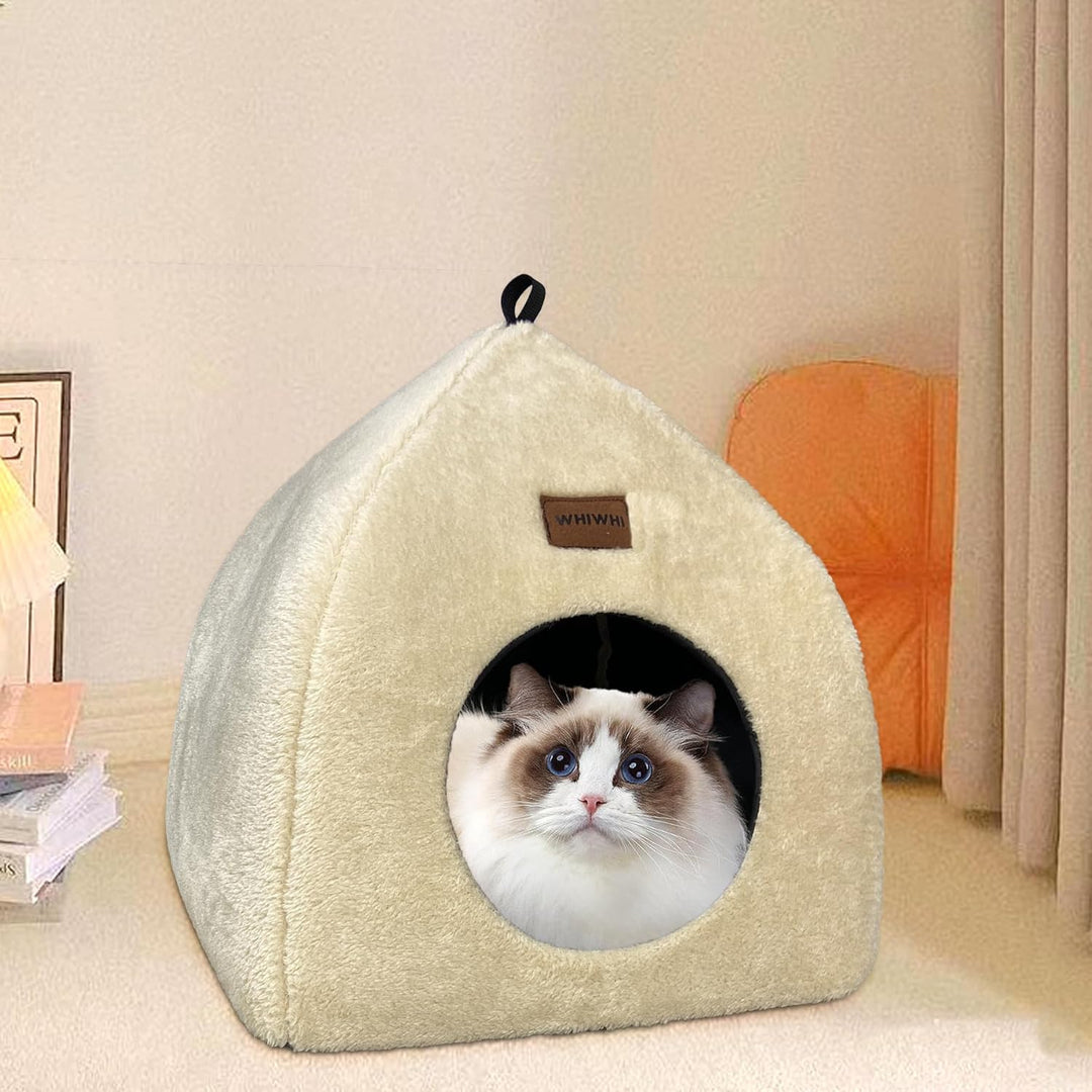 Whiwhi Katzenhöhle für Drinnen Katzenzelt mit Waschbarem Plüschkissen Weiches und Flauschiges Katzen