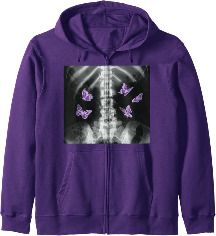 Egirl Xray Skelett Pink Schmetterling Harajuku y2k Dark Grunge Kapuzenjacke