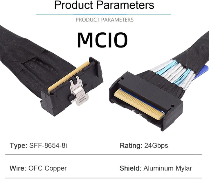 NFHK PCI-E 5.0 Mini Cool Edge IO MCIO abgewinkeltes PCI-E Slimline SAS 8i 74Pin Stecker auf MCIO 74P