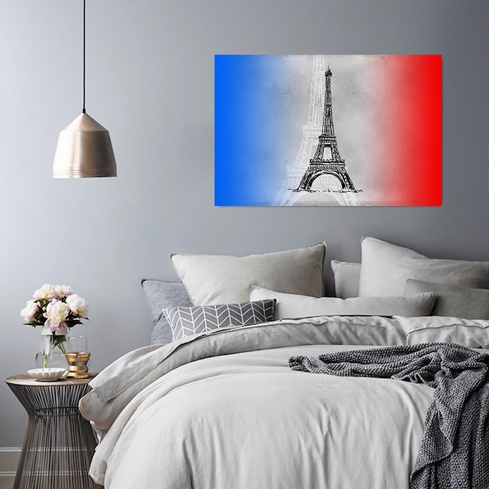 Feeby Frames, Leinwandbild, Bilder, Wand Bild, Wandbilder, Kunstdruck 60x80cm, Viva LA France, Eiffe